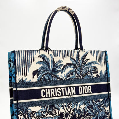 Dior Christian Dior Book Tote Toile de Jouy Palms Embroidered Canvas Bag