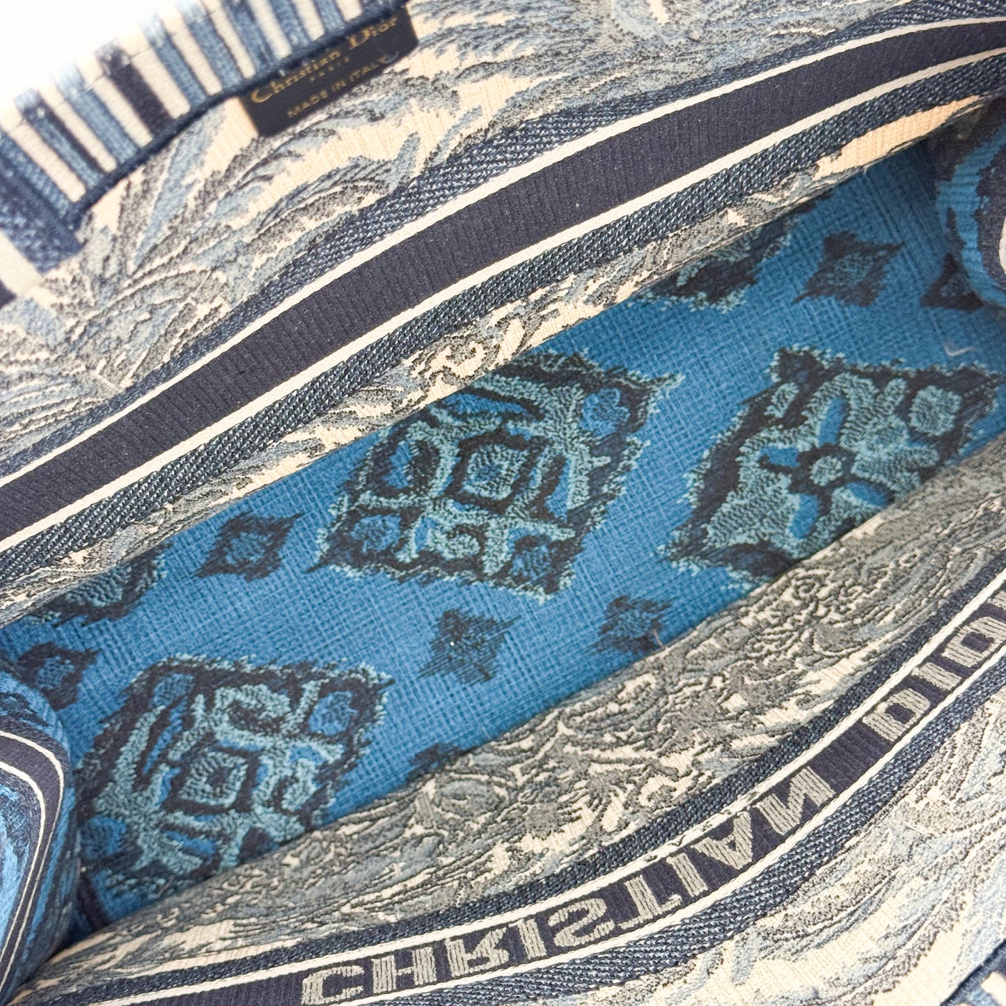 Dior Christian Dior Book Tote Toile de Jouy Palms Embroidered Canvas Bag