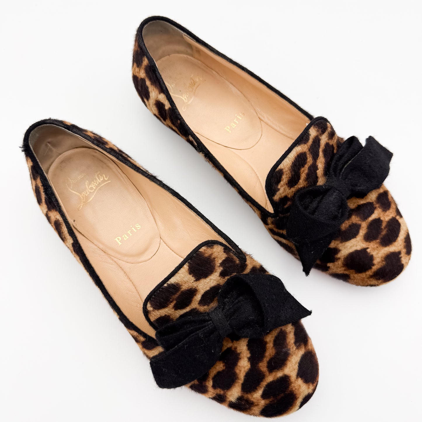 Christian Louboutin Gine Leopard Print Pony Flats - Size 37.5