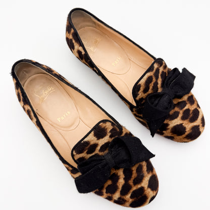 Christian Louboutin Gine Leopard Print Pony Flats - Size 37.5