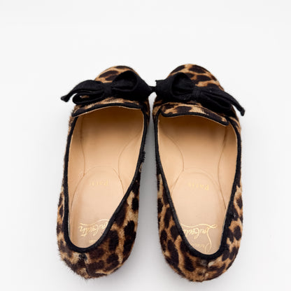 Christian Louboutin Gine Leopard Print Pony Flats - Size 37.5
