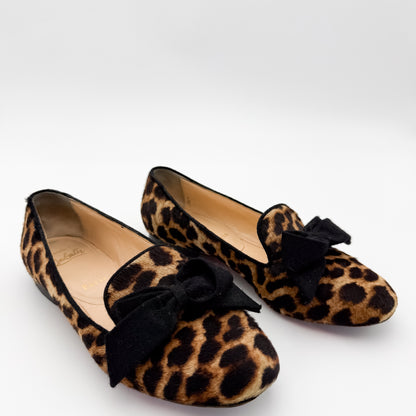 Christian Louboutin Gine Leopard Print Pony Flats - Size 37.5