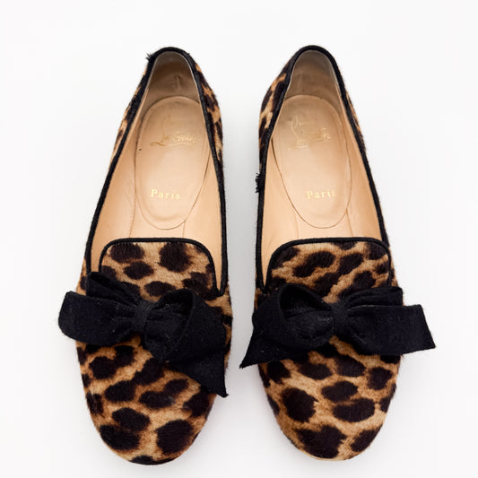Christian Louboutin Gine Leopard Print Pony Flats - Size 37.5
