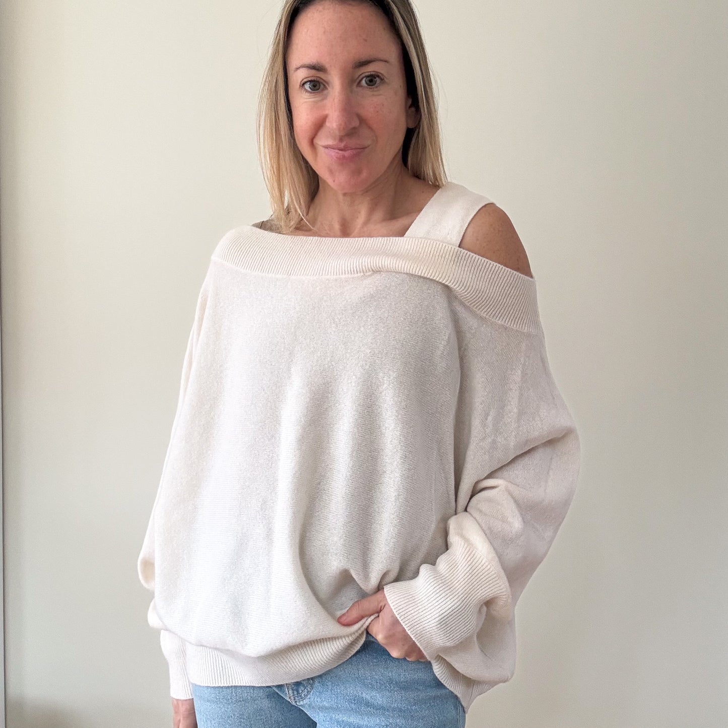 Colorush Cashmere Cold Shoulder Jumper - Size XS