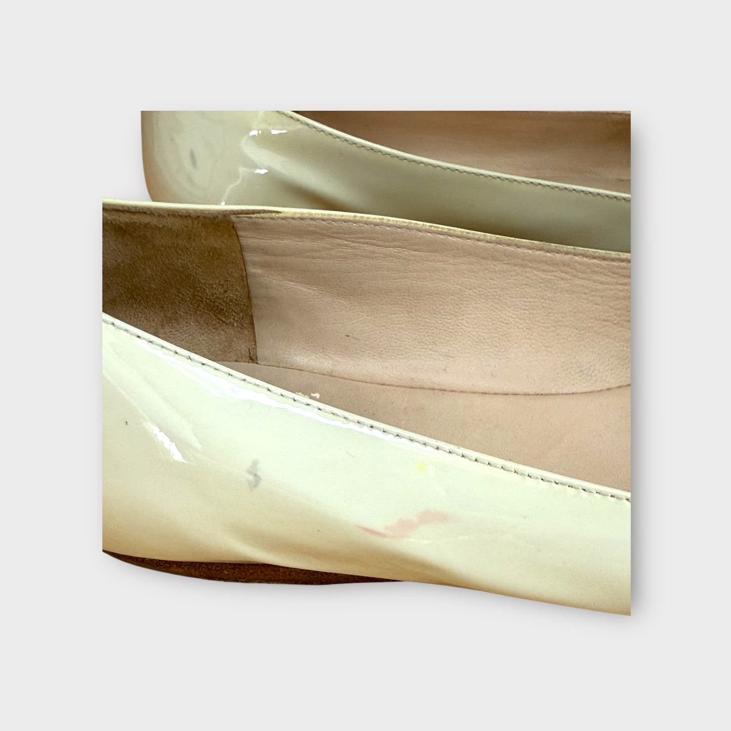 Bottega Veneta Off White Patent Flats - Size 37