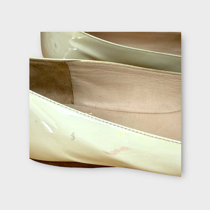 Bottega Veneta Off White Patent Flats - Size 37