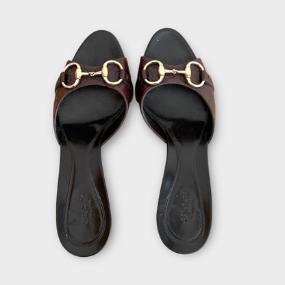 Gucci Leather Monogram Horsebit Heels - Size 38