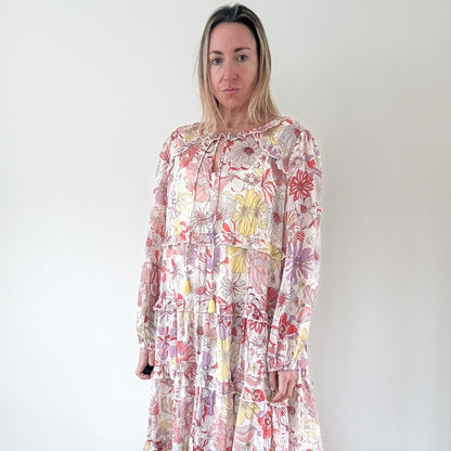 Dea Kudibal Felina Floral Silk Chiffon Dress - Size M