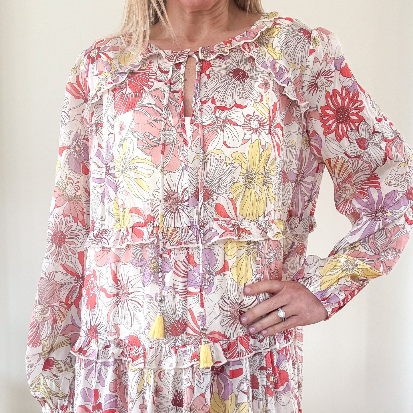 Dea Kudibal Felina Floral Silk Chiffon Dress - Size M