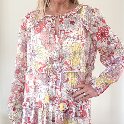 Dea Kudibal Felina Floral Silk Chiffon Dress - Size M