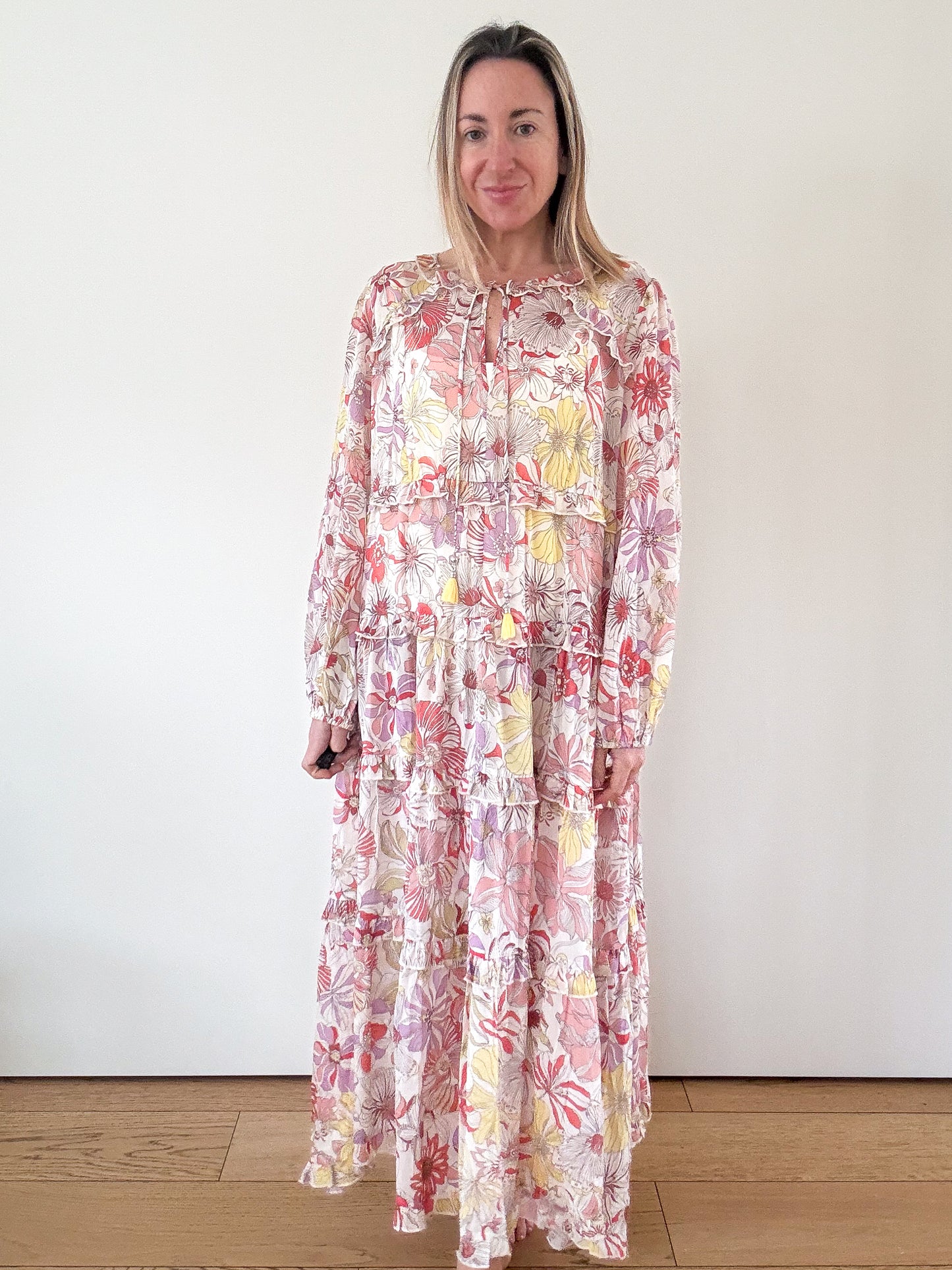 Dea Kudibal Felina Floral Silk Chiffon Dress - Size M