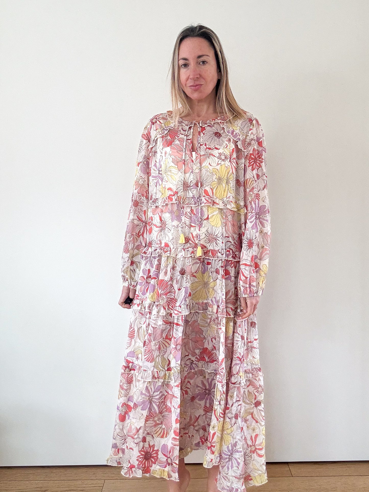 Dea Kudibal Felina Floral Silk Chiffon Dress - Size M