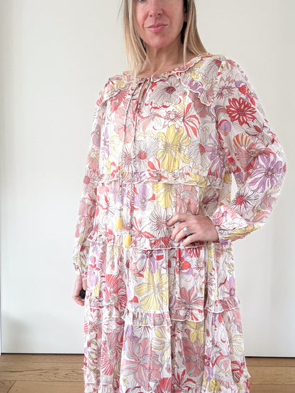 Dea Kudibal Felina Floral Silk Chiffon Dress - Size M