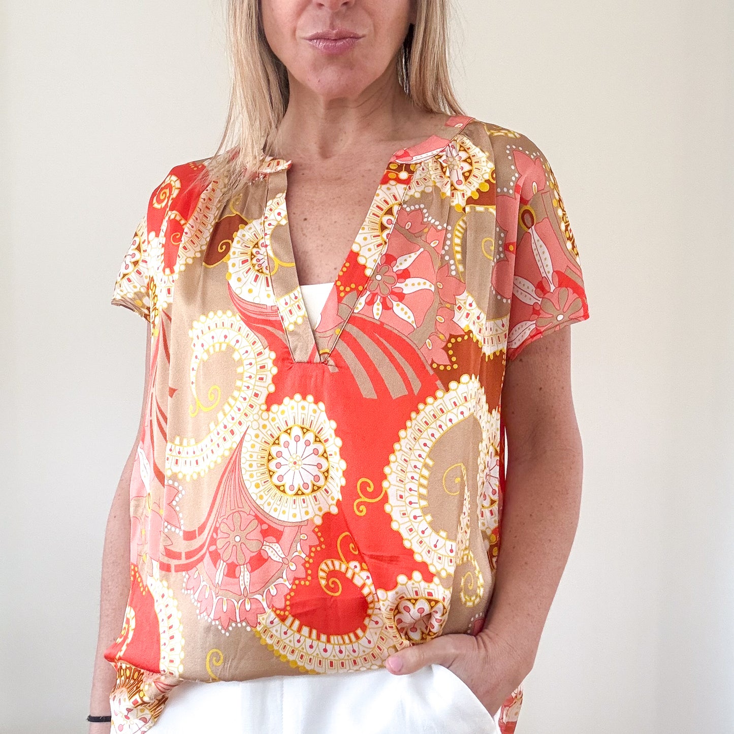 Dea Kudibal Printed Silk Tunic Top - Size S