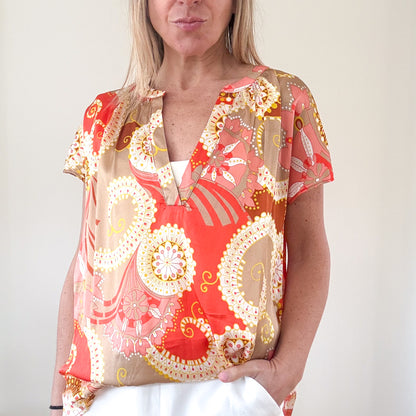 Dea Kudibal Printed Silk Tunic Top - Size S