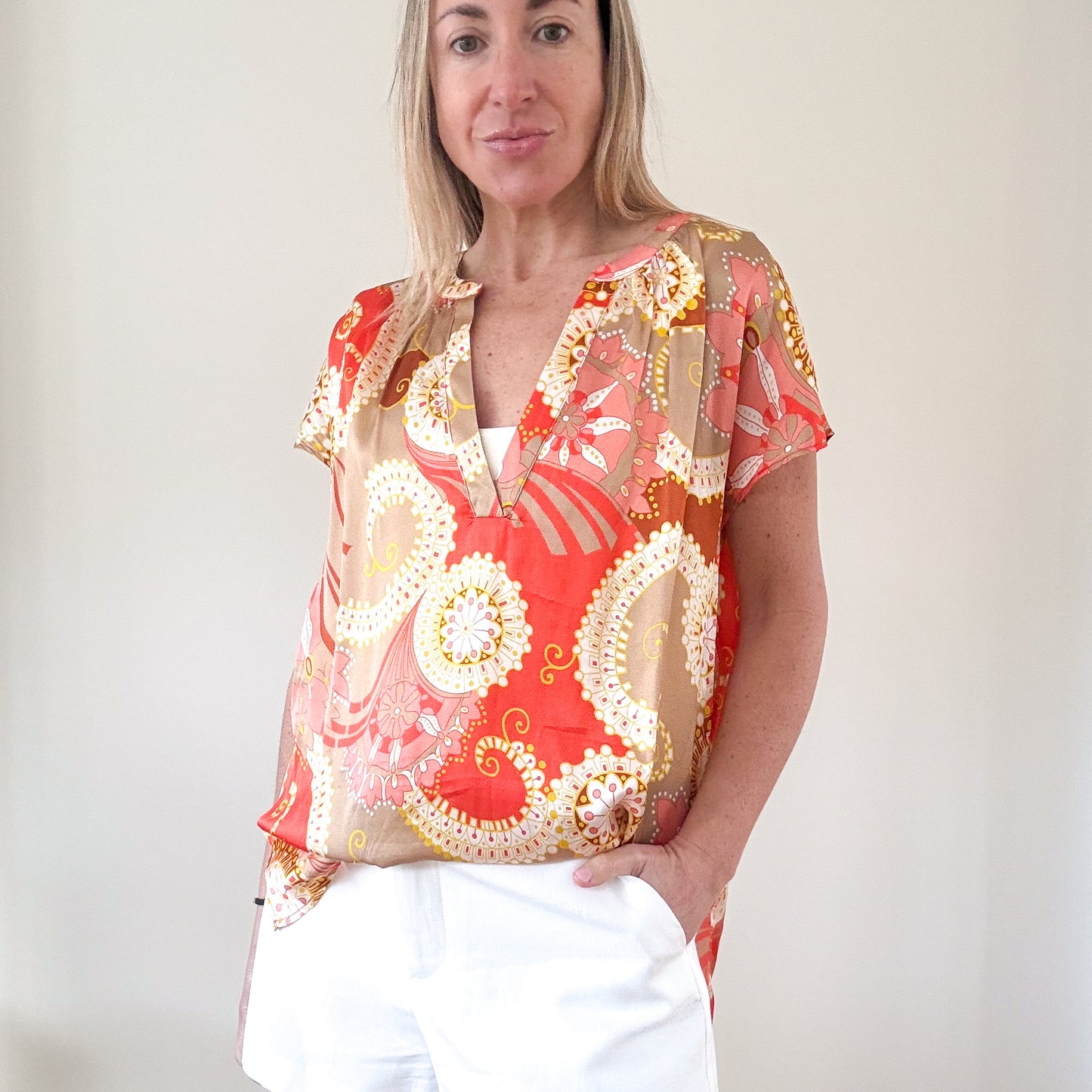 Dea Kudibal Printed Silk Tunic Top - Size S