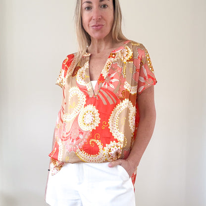 Dea Kudibal Printed Silk Tunic Top - Size S