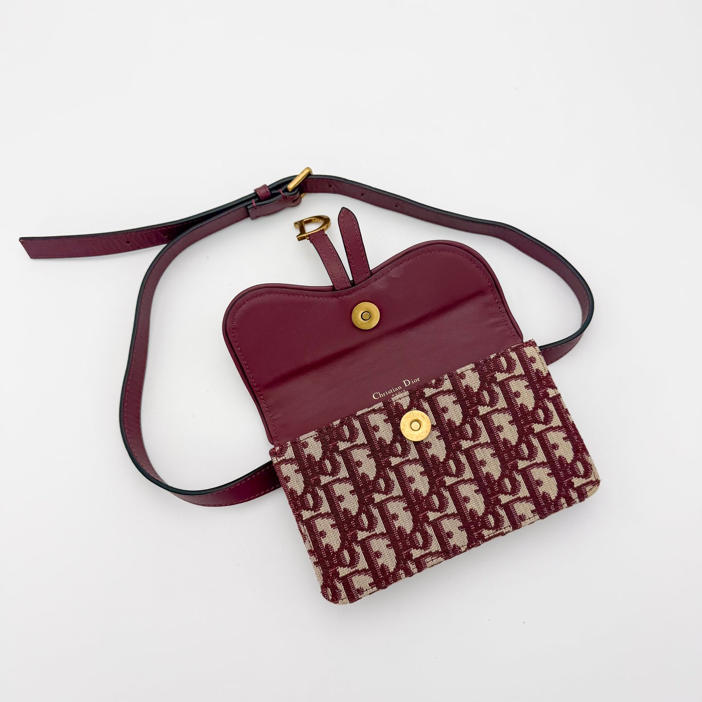 Dior Saddle Belt Bag Burgundy Oblique Jacquard Canvas