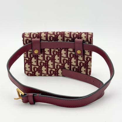 Dior Saddle Belt Bag Burgundy Oblique Jacquard Canvas