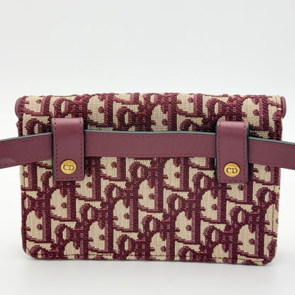 Dior Saddle Belt Bag Burgundy Oblique Jacquard Canvas