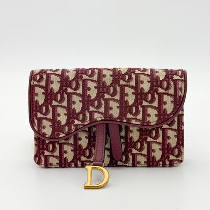 Dior Saddle Belt Bag Burgundy Oblique Jacquard Canvas