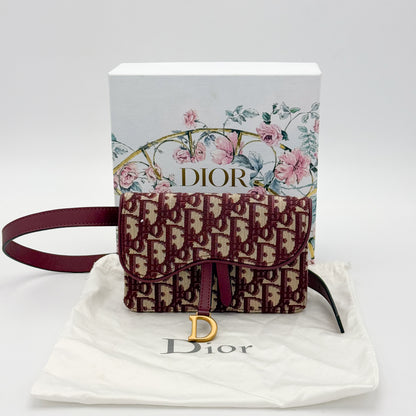 Dior Saddle Belt Bag Burgundy Oblique Jacquard Canvas
