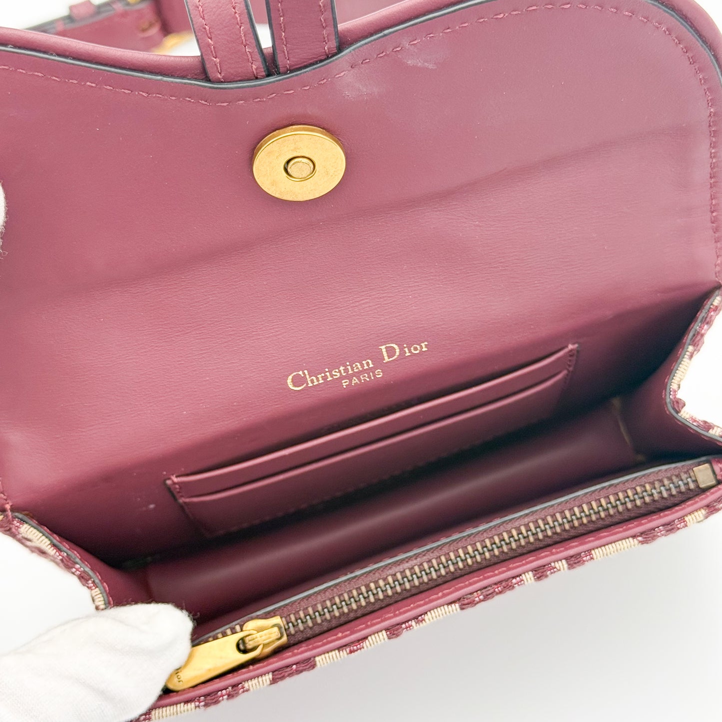 Dior Saddle Belt Bag Burgundy Oblique Jacquard Canvas