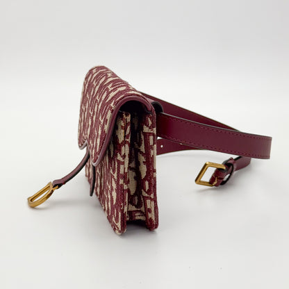 Dior Saddle Belt Bag Burgundy Oblique Jacquard Canvas
