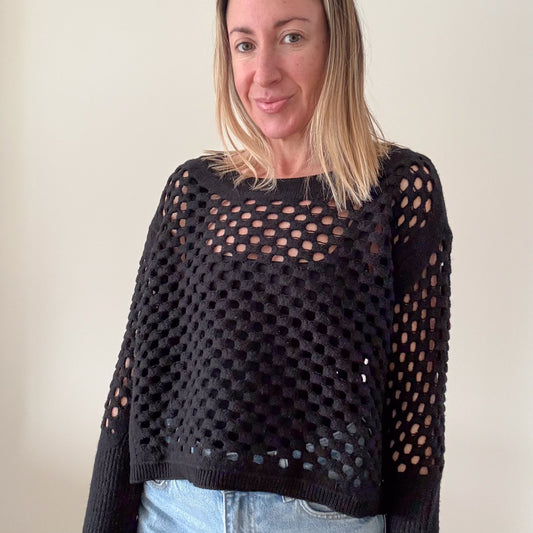 Dorothee Schumacher Black Open-Knit Lightweight Jumper - Size S
