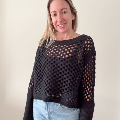 Dorothee Schumacher Black Open-Knit Lightweight Jumper - Size S