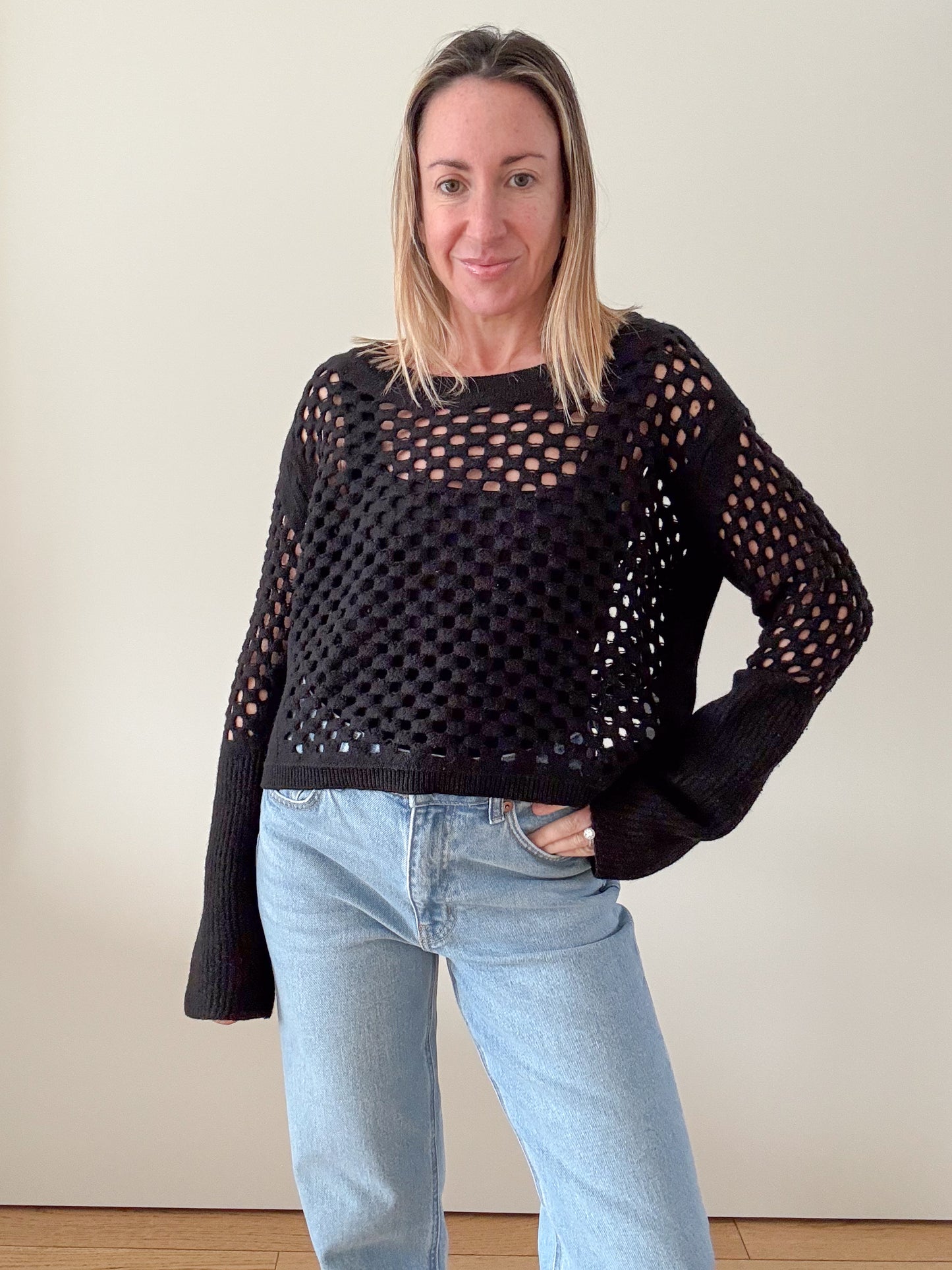 Dorothee Schumacher Black Open-Knit Lightweight Jumper - Size S