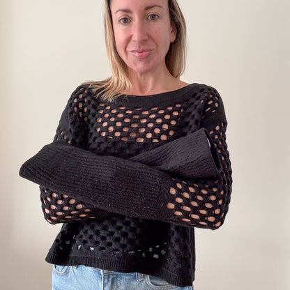 Dorothee Schumacher Black Open-Knit Lightweight Jumper - Size S