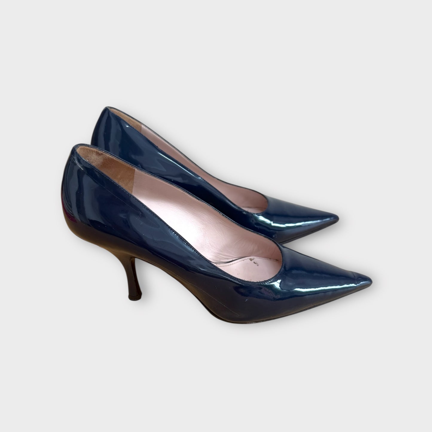 Miu Miu Navy Patent Court Shoe - Size 40