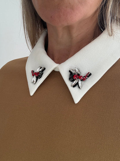 Maje Ragone Dress with Embellished Collar - Size UK 8
