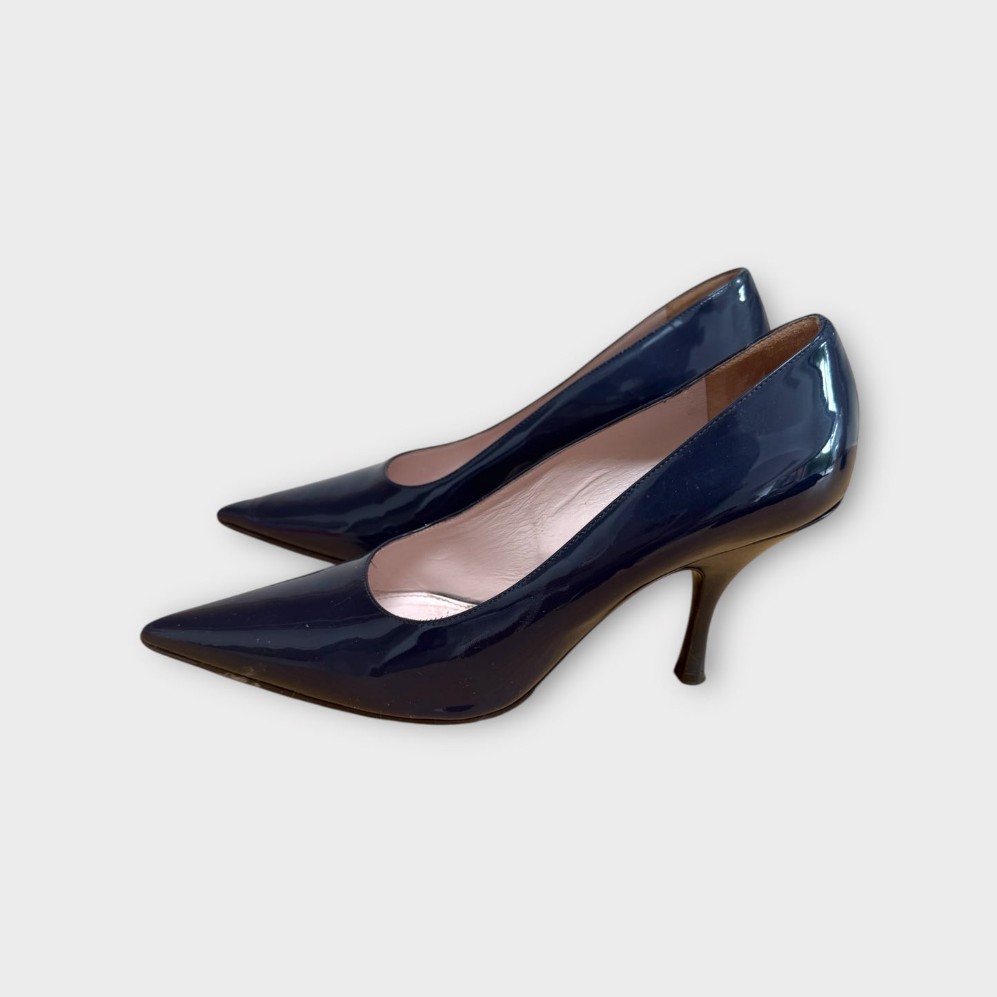 Miu Miu Navy Patent Court Shoe - Size 40