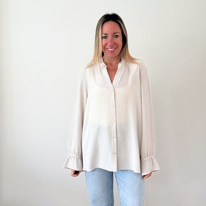 Eileen Fisher Off-White Silk Blouse - Size S