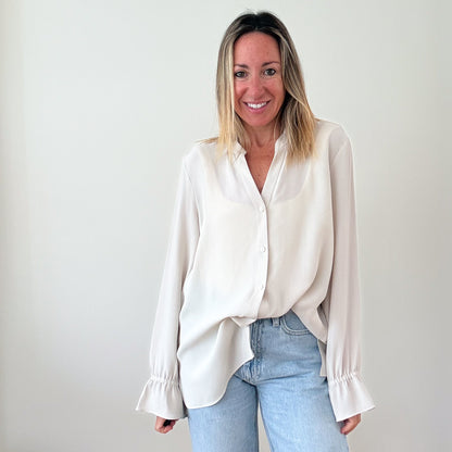 Eileen Fisher Off-White Silk Blouse - Size S