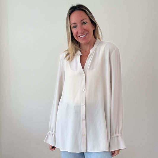 Eileen Fisher Off-White Silk Blouse - Size S