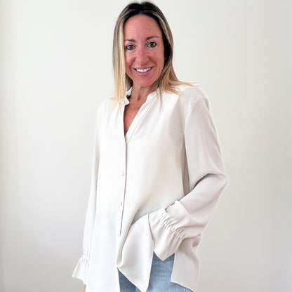Eileen Fisher Off-White Silk Blouse - Size S