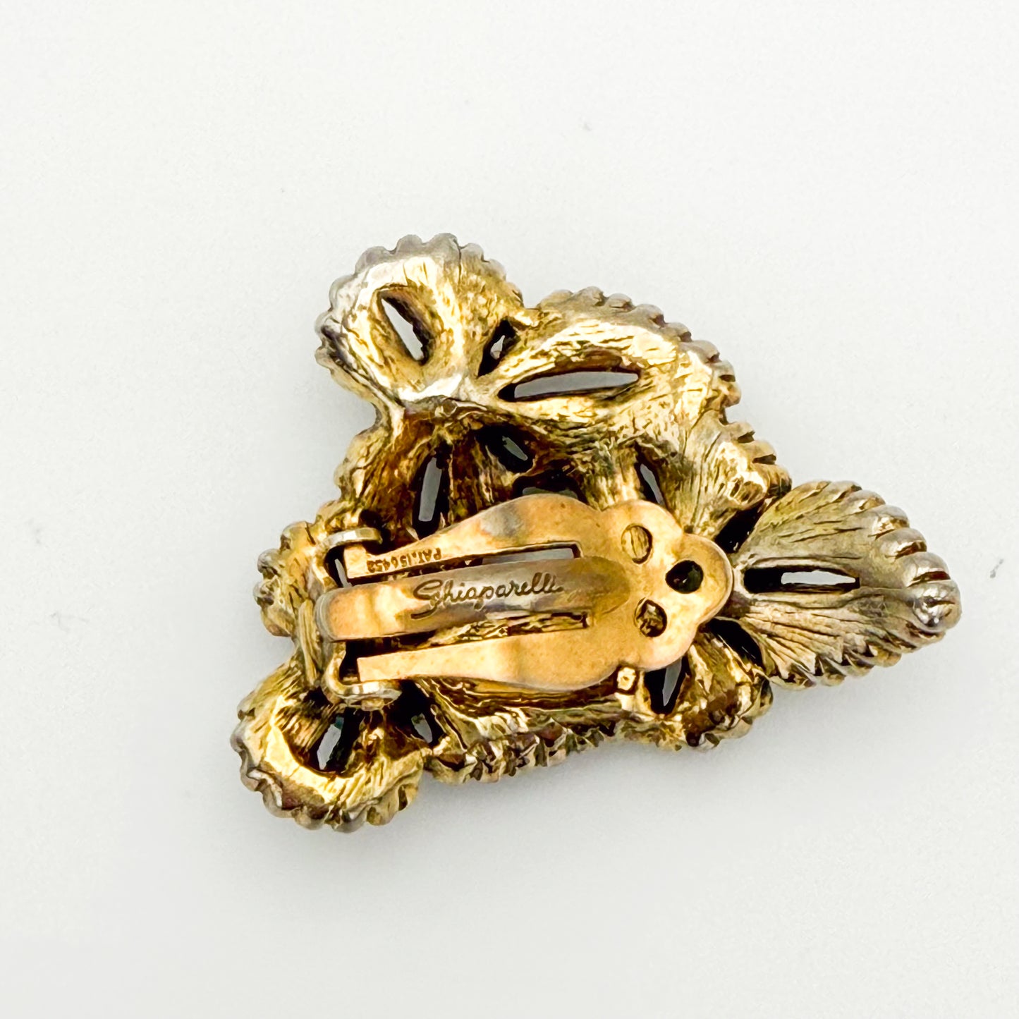 Vintage Elsa Schiaparelli 1950s Rhinestone & Faux Pearl Clip-On Earrings