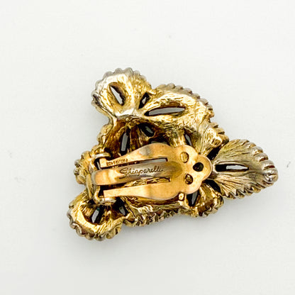 Vintage Elsa Schiaparelli 1950s Rhinestone & Faux Pearl Clip-On Earrings