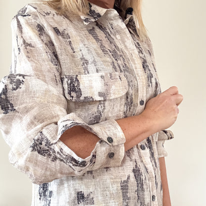 Equipment Abstract Linen Print Shirt - Size M