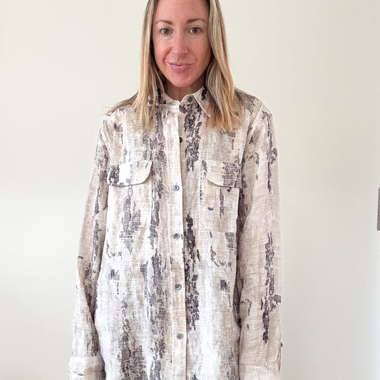 Equipment Abstract Linen Print Shirt - Size M