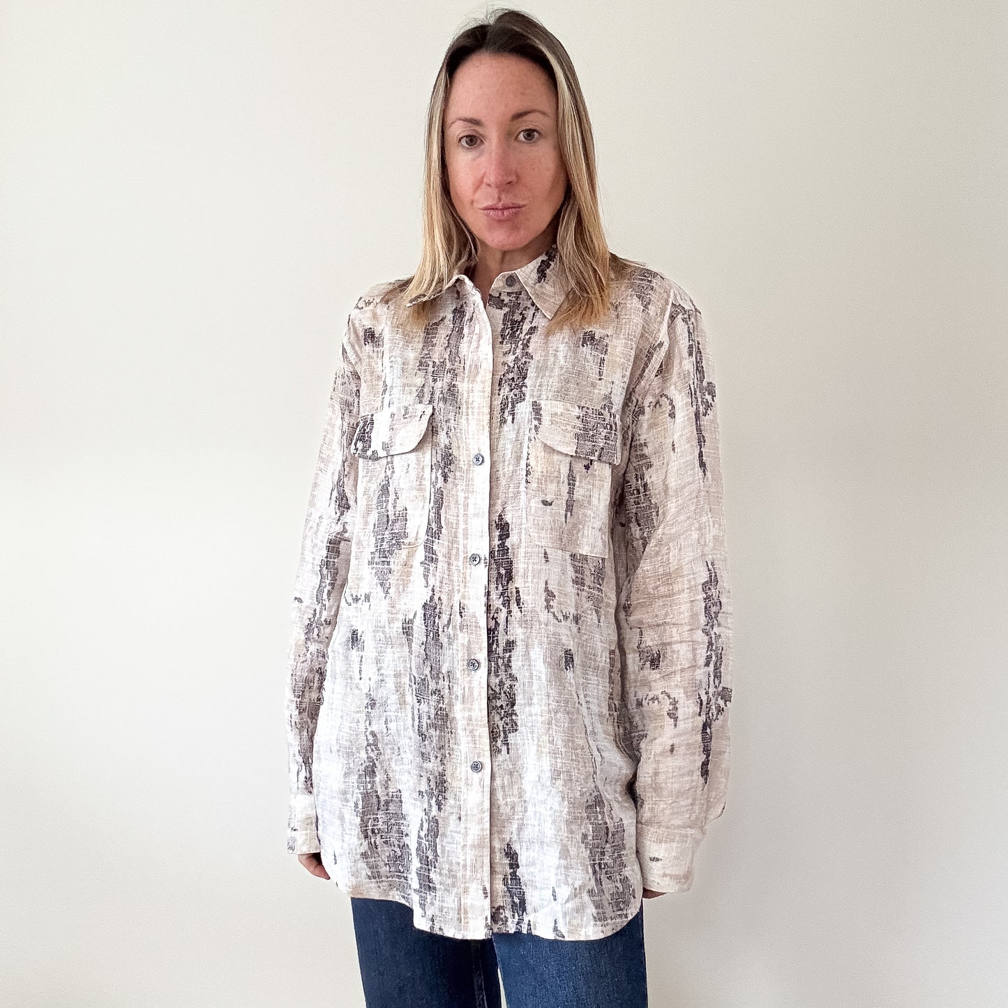 Equipment Abstract Linen Print Shirt - Size M