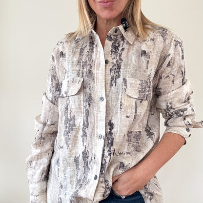 Equipment Abstract Linen Print Shirt - Size M
