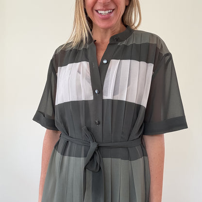 Equipment Colourblock Pleated Dress - Size S