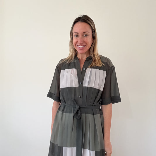 Equipment Colourblock Pleated Dress - Size S