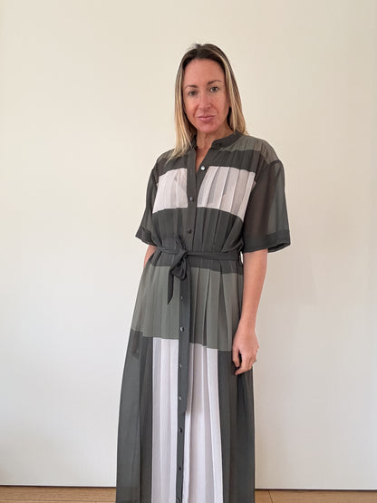 Equipment Colourblock Pleated Dress - Size S