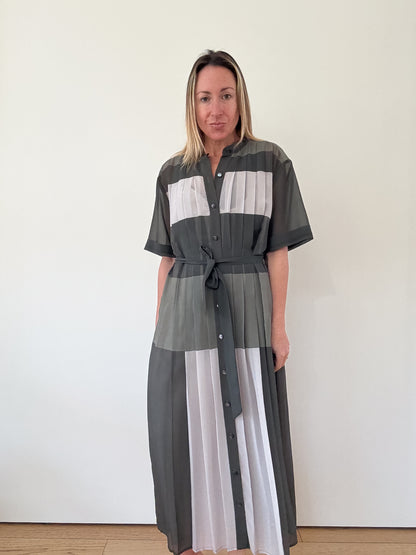 Equipment Colourblock Pleated Dress - Size S