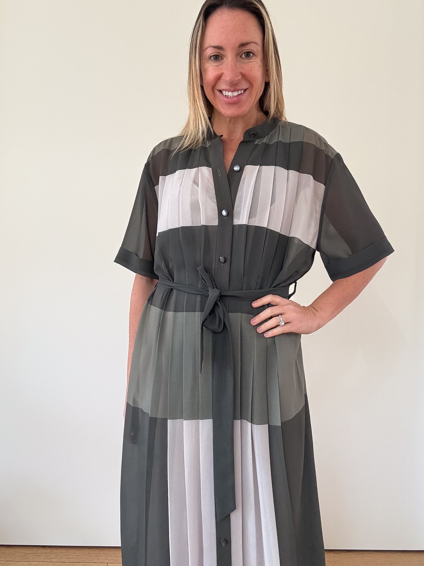 Equipment Colourblock Pleated Dress - Size S